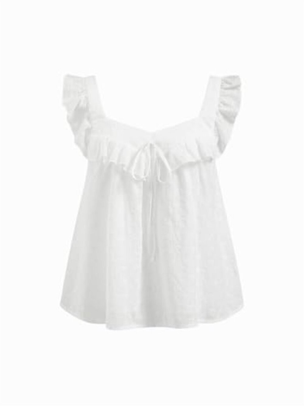 Eyelet Embroidered Floral Tank Crop Top Ruffle Square Neck Sleeveless
